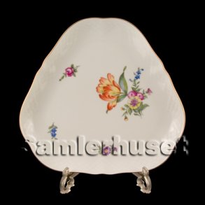 Saxisk Blomst Hvid Kagefad Trekantet