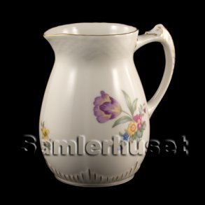 Saxisk Blomst Hvid Kande 14½x8½ cm.