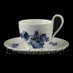 Blå Blomst Flettet Kaffekop m. høj hank 6½ cm.