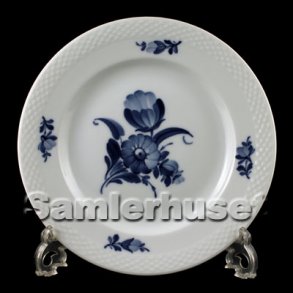 Blå Blomst Flettet Tallerken Flad 19 cm.