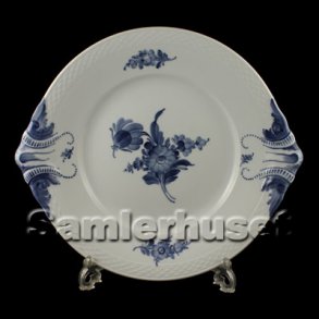 Bl Blomst Flettet Kagefad Rundt m. rer, 32 cm.