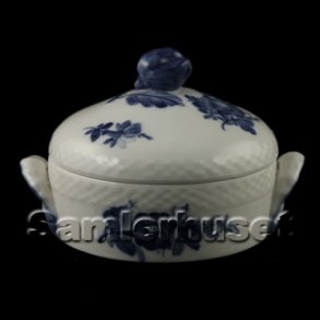 Blå Blomst Flettet Smørkrukke m. låg.