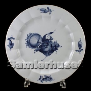 Blå Blomst Kantet Tallerken Flad 25 cm.