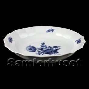 Blå Blomst Kantet Kagefad Rundt 26 cm.