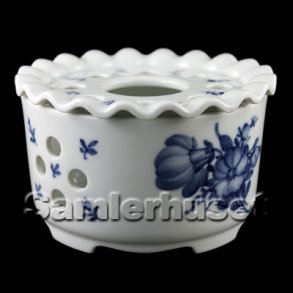 Blå Blomst Kantet Fyrfad