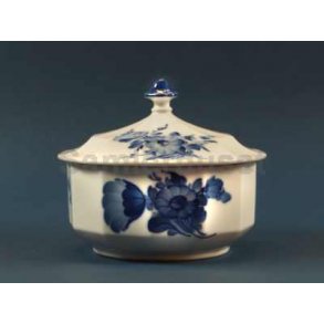 Blå Blomst Kantet Smørdåse 5½x11 cm.