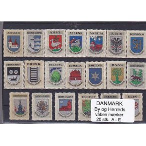 Danmark by-Herredsmrker A-E - 20 stk.