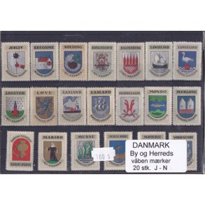 Danmark By-Herredsvbenmrker J-N 20 Stk.