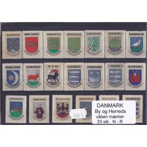Danmark By-Herredsvbenmrker N-R 20 Stk.
