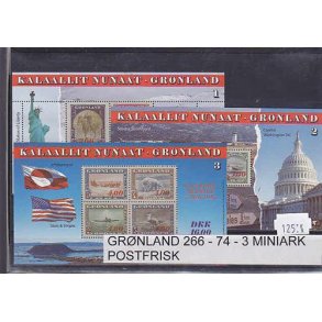 Grnland 266/74 - 3 miniark Postfrisk.