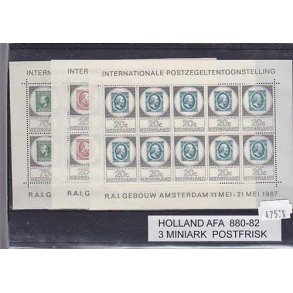 Holland Afa 880-82- 3 miniark Postfrisk.
