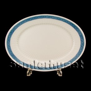 Blå Vifte Fad Ovalt 29½x20 cm.