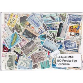 F&aelig;r&oslash;erne Samling Postfrisk 100 forskellige