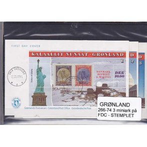 Grnland 266/74 3 Miniark p FDC Stemplet