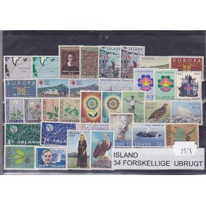 Island Samling 34 forskellige Ubrugt