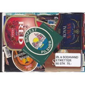 Øl og Sodavandsetiketter 60 stk.