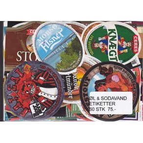 Øl og Sodavandsetiketter 60 stk.
