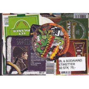 Øl og Sodavandsetiketter 60 stk.