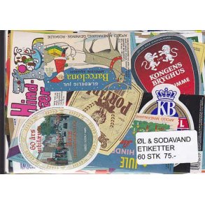 Øl og Sodavandsetiketter 60 stk.