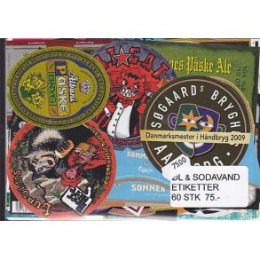 Øl og Sodavandsetiketter 60 stk.