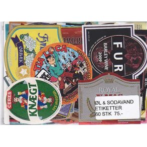 Øl og Sodavandsetiketter 60 stk.