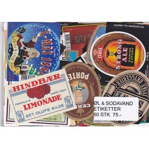 Øl og Sodavandsetiketter 60 stk.