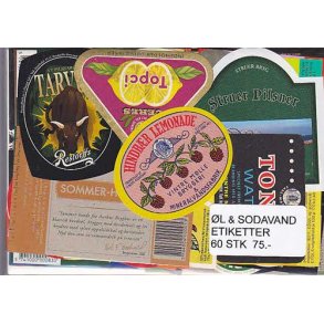 Øl og Sodavandsetiketter 60 stk.