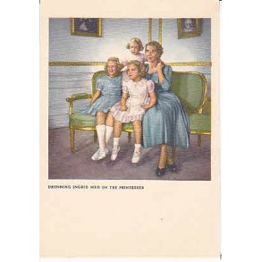 Dronning Ingrid med de tre Prinsesser.