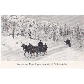 Krongen og Dronningen p vei til Voksenkollen.