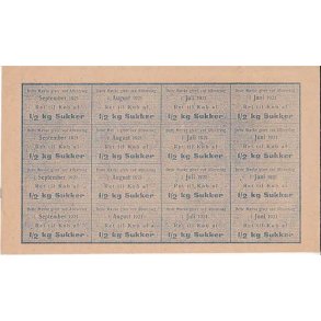 Rationeringsmrkeark 1. V.Krig- Sukkerkort.