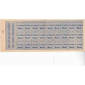 Rationeringsmrkeark 1. V.Krig- Mlkekort.