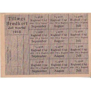 Rationeringsmrkeark 1. V.Krig- Tillgsbrdkort.