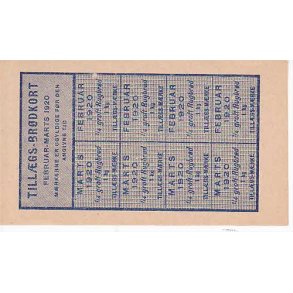 Rationeringsmrkeark 1. V.Krig- Tillgsbrdkort.