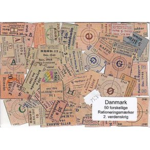 Danmark Rationeringsmærker 2. V.Krig. 50 stk.