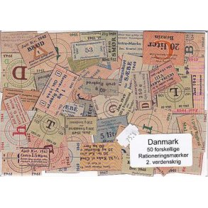 Danmark Rationeringsmærker 2. V.Krig. 50 stk.
