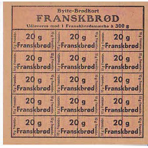 Rationeringsmrkeark 2. V.Krig - Bytte-Brdkort