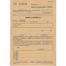 Rationeringsmrkeark 2. V.Krig- Koks/cinders