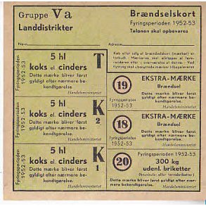 Rationeringsmrkeark 2. V.Krig- Brndselskort