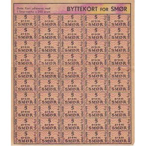 Rationeringsmrkeark 2. V.Krig - Byttekort Smr.