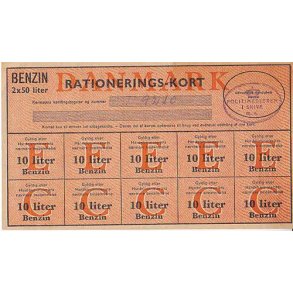 Rationeringsmrkeark 2. V.Krig- Benzin 2x50L