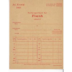 Rationeringsm&aelig;rkeark 2. V.Krig- Forbrugerkort