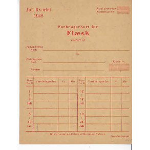 Rationeringsmærkeark 2. V.Krig- Forbrugerkort