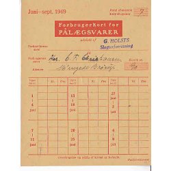 Rationeringsm&aelig;rkeark 2. V.Krig- Forbrugerkort