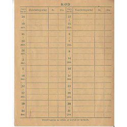 Rationeringsm&aelig;rkeark 2. V.Krig- Forbrugerkort