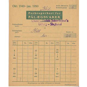 Rationeringsmærkeark 2. V.Krig- Forbrugerkort