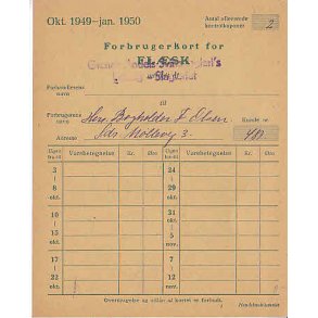 Rationeringsmærkeark 2. V.Krig- Forbrugerkort