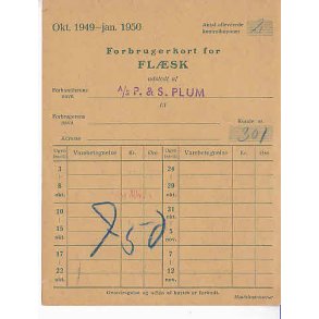 Rationeringsmærkeark 2. V.Krig- Forbrugerkort