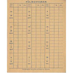 Rationeringsm&aelig;rkeark 2. V.Krig- Forbrugerkort