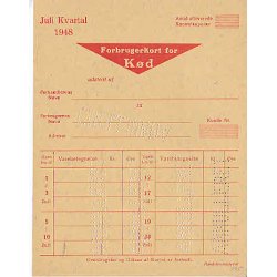 Rationeringsm&aelig;rkeark 2. V.Krig- Forbrugerkort