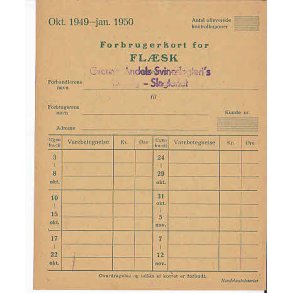Rationeringsmærkeark 2. V.Krig- Forbrugerkort